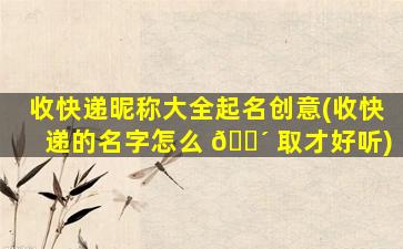 收快递昵称大全起名创意(收快递的名字怎么 🌴 取才好听)
